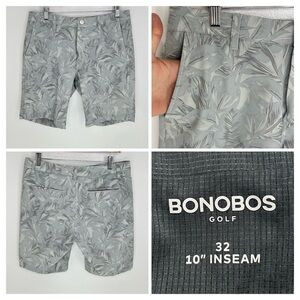 Bonobos Golf Shorts Size 32 Gray Palm Leaf Print Performance Athletic‎ 33x10